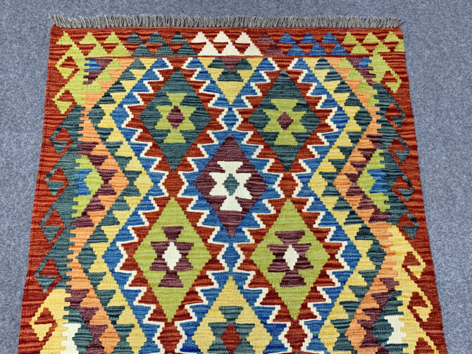 New Afghan Chobi Hand Woven Veg Dyed Wool Kilim Area Rug 4.9 x 3.5 Ft (1760 HM) - Image 4