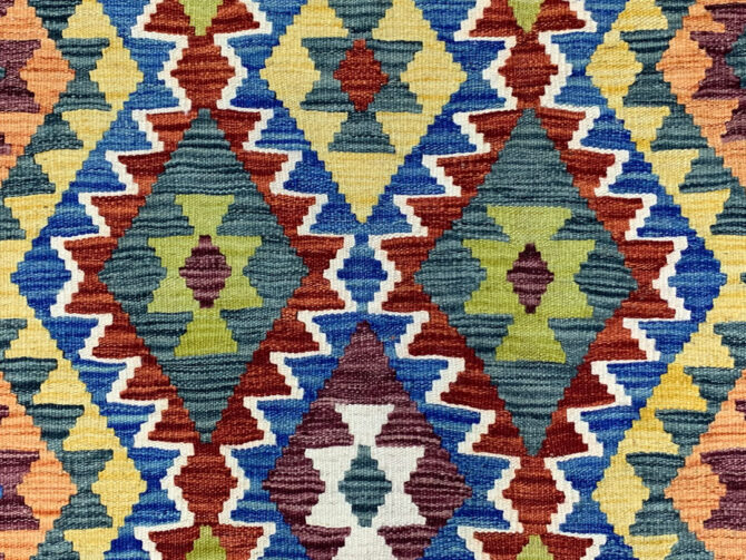 New Afghan Chobi Hand Woven Veg Dyed Wool Kilim Area Rug 4.9 x 3.5 Ft (1760 HM) - Image 5