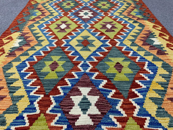 New Afghan Chobi Hand Woven Veg Dyed Wool Kilim Area Rug 4.9 x 3.5 Ft (1760 HM) - Image 3