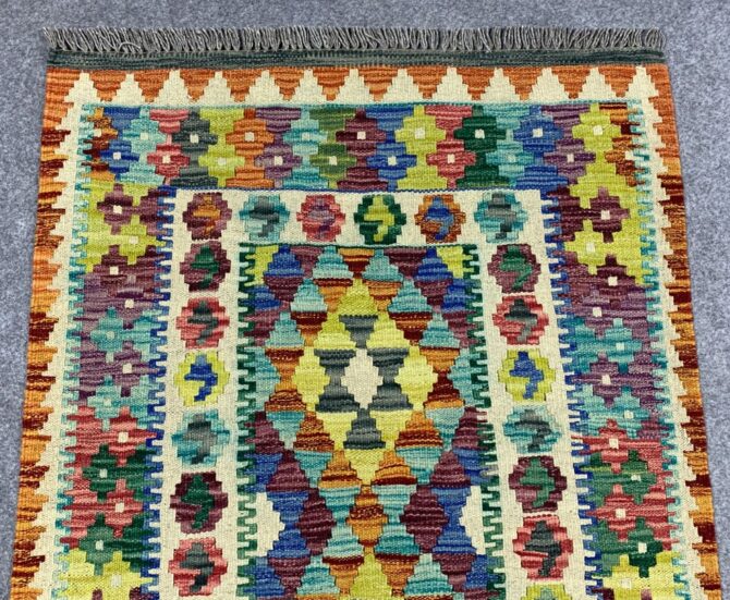 New Afghan Chobi Hand Woven Veg Dyed Wool Kilim Area Rug 4.3 x 2.10 Ft (1762 HM) - Image 4