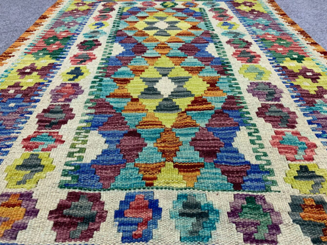 New Afghan Chobi Hand Woven Veg Dyed Wool Kilim Area Rug 4.3 x 2.10 Ft (1762 HM) - Image 3
