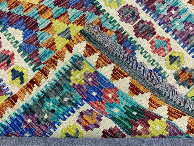 New Afghan Chobi Hand Woven Veg Dyed Wool Kilim Area Rug 4.3 x 2.10 Ft (1762 HM) - Image 7