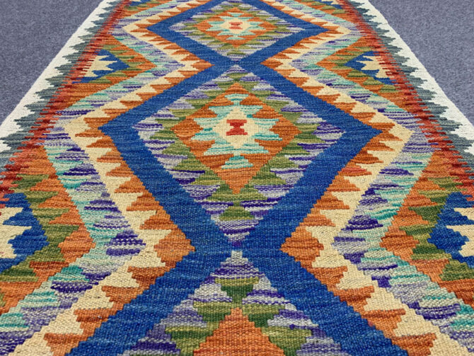 New Afghan Chobi Hand Woven Veg Dyed Wool Kilim Area Rug 3.11 x 2.9 Ft (1763 HM) - Image 3