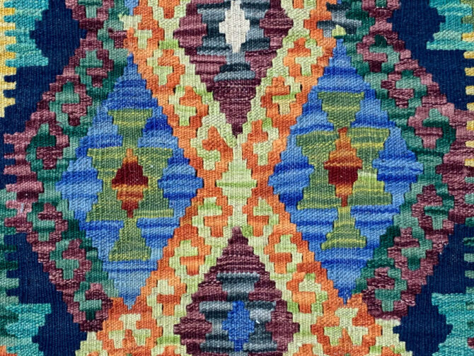 New Afghan Chobi Hand Woven Veg Dyed Wool Kilim Area Rug 4.8 x 2.9 Ft (1764 HM) - Image 5