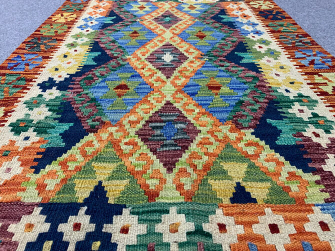 New Afghan Chobi Hand Woven Veg Dyed Wool Kilim Area Rug 4.8 x 2.9 Ft (1764 HM) - Image 3