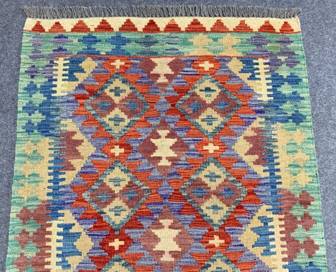 New Afghan Chobi Hand Woven Veg Dyed Wool Kilim Area Rug 4.1 x 2.8 Ft (1765 HM) - Image 4