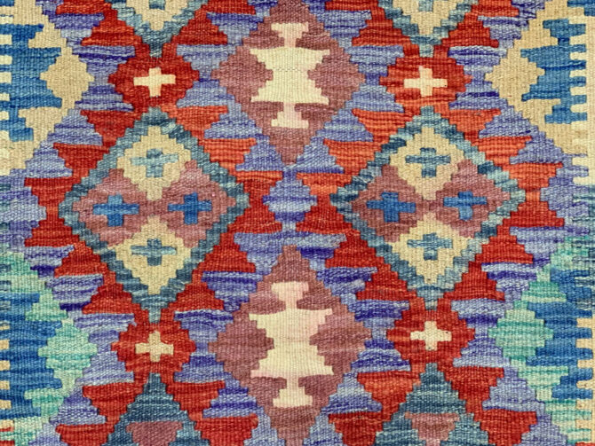 New Afghan Chobi Hand Woven Veg Dyed Wool Kilim Area Rug 4.1 x 2.8 Ft (1765 HM) - Image 5