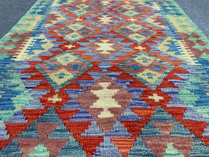 New Afghan Chobi Hand Woven Veg Dyed Wool Kilim Area Rug 4.1 x 2.8 Ft (1765 HM) - Image 3