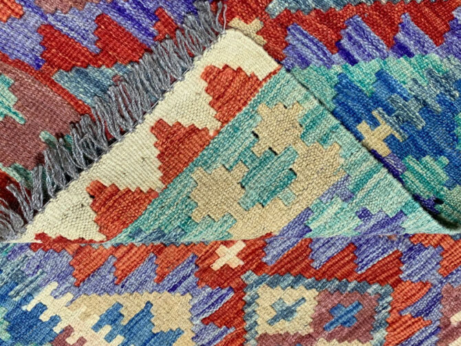 New Afghan Chobi Hand Woven Veg Dyed Wool Kilim Area Rug 4.1 x 2.8 Ft (1765 HM) - Image 6