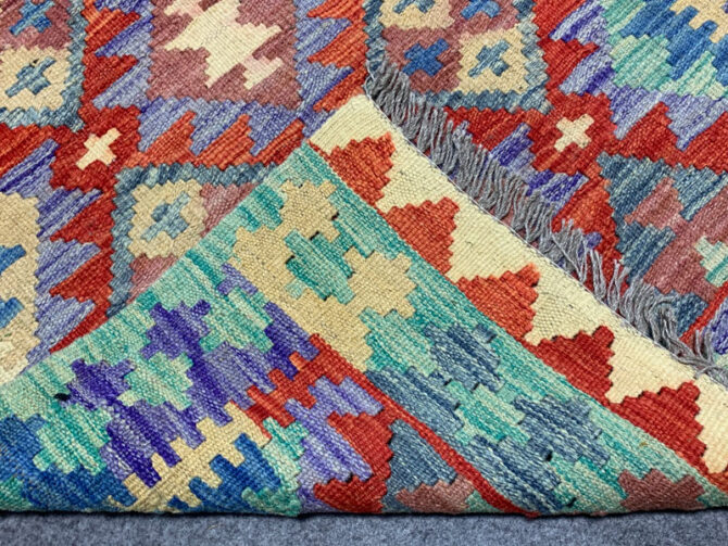 New Afghan Chobi Hand Woven Veg Dyed Wool Kilim Area Rug 4.1 x 2.8 Ft (1765 HM) - Image 7