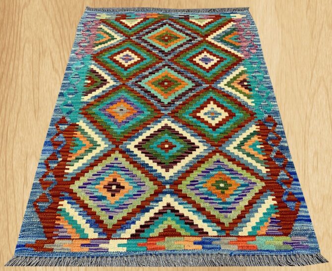 New Afghan Chobi Hand Woven Veg Dyed Wool Kilim Area Rug 3.11 x 2.10 Ft (1769 HM) - Image 2