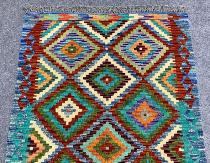 New Afghan Chobi Hand Woven Veg Dyed Wool Kilim Area Rug 3.11 x 2.10 Ft (1769 HM) - Image 4