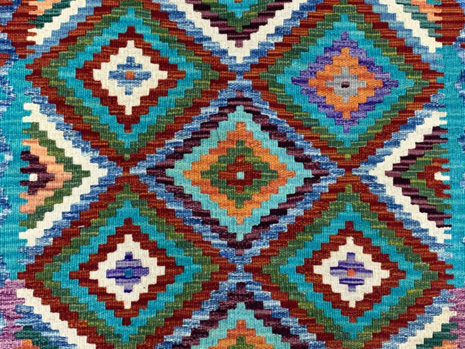 New Afghan Chobi Hand Woven Veg Dyed Wool Kilim Area Rug 3.11 x 2.10 Ft (1769 HM) - Image 5