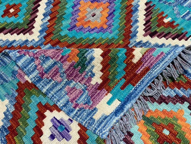 New Afghan Chobi Hand Woven Veg Dyed Wool Kilim Area Rug 3.11 x 2.10 Ft (1769 HM) - Image 6