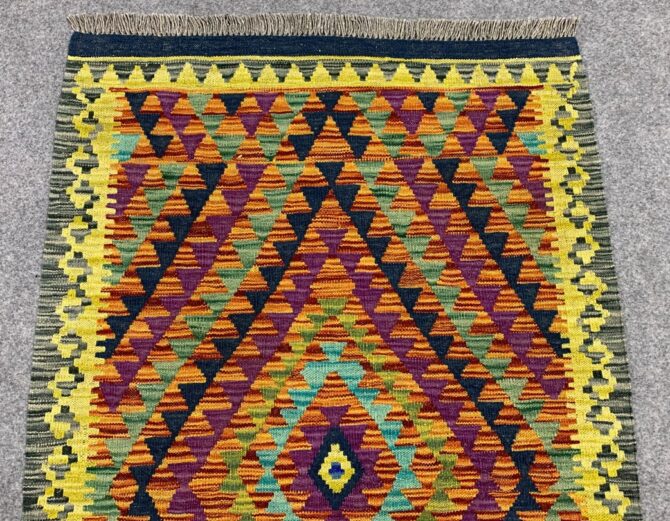 New Afghan Chobi Hand Woven Veg Dyed Wool Kilim Area Rug 4.1 x 3.0 Ft (1771 HM) - Image 4