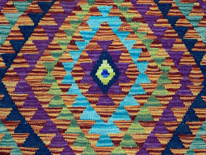 New Afghan Chobi Hand Woven Veg Dyed Wool Kilim Area Rug 4.1 x 3.0 Ft (1771 HM) - Image 5