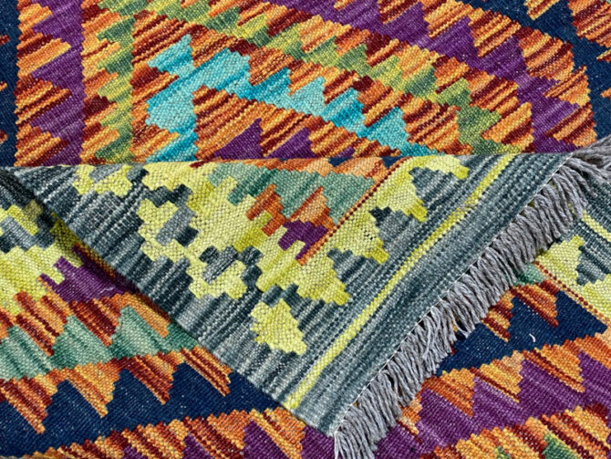 New Afghan Chobi Hand Woven Veg Dyed Wool Kilim Area Rug 4.1 x 3.0 Ft (1771 HM) - Image 6