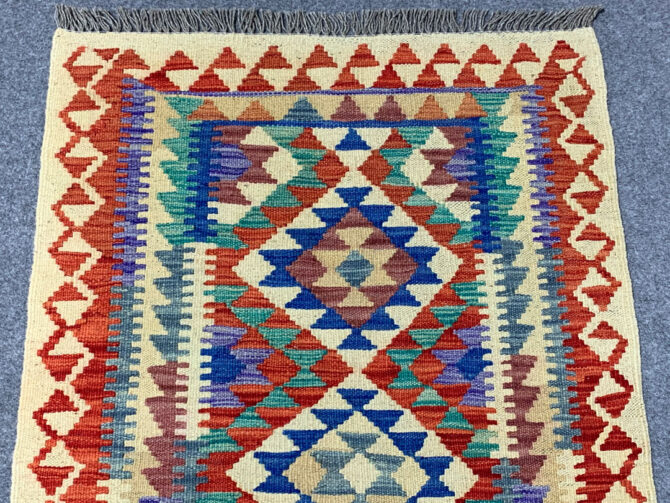 New Afghan Chobi Hand Woven Veg Dyed Wool Kilim Area Rug 3.10 x 2.8 Ft (1772 HM) - Image 4