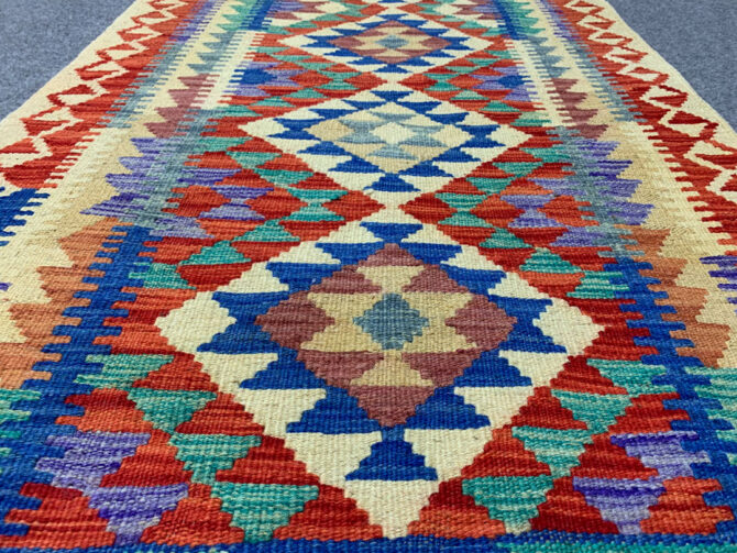 New Afghan Chobi Hand Woven Veg Dyed Wool Kilim Area Rug 3.10 x 2.8 Ft (1772 HM) - Image 3