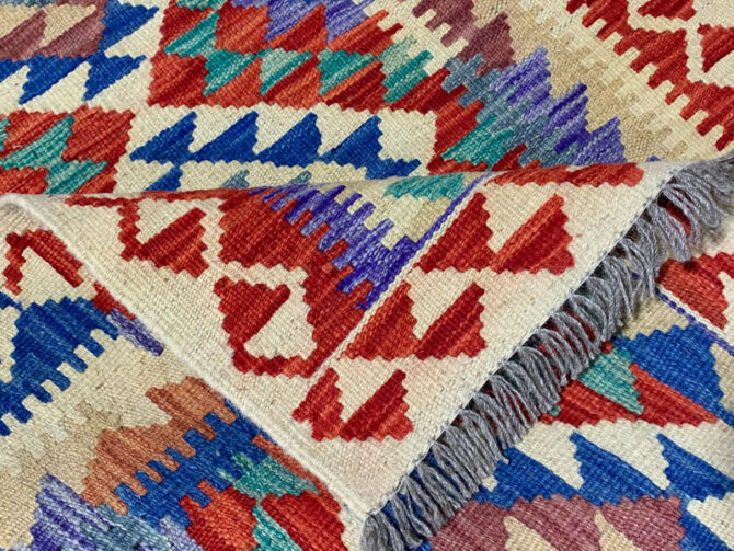 New Afghan Chobi Hand Woven Veg Dyed Wool Kilim Area Rug 3.10 x 2.8 Ft (1772 HM) - Image 6