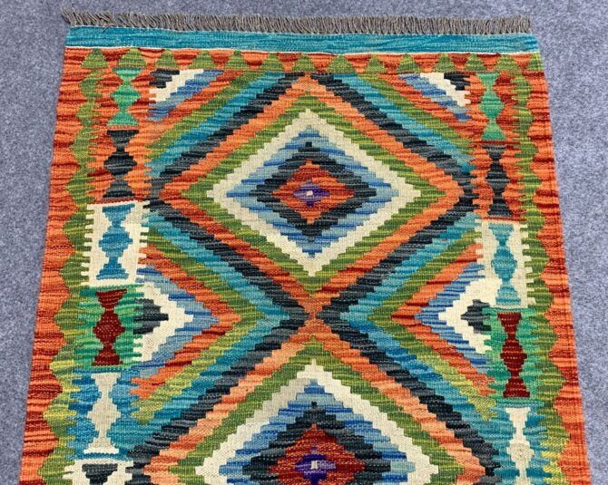 New Afghan Chobi Hand Woven Veg Dyed Wool Kilim Area Rug 4.0 x 2.8 Ft (1773 HM) - Image 4