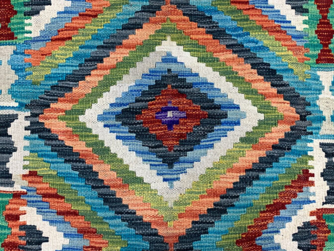 New Afghan Chobi Hand Woven Veg Dyed Wool Kilim Area Rug 4.0 x 2.8 Ft (1773 HM) - Image 5
