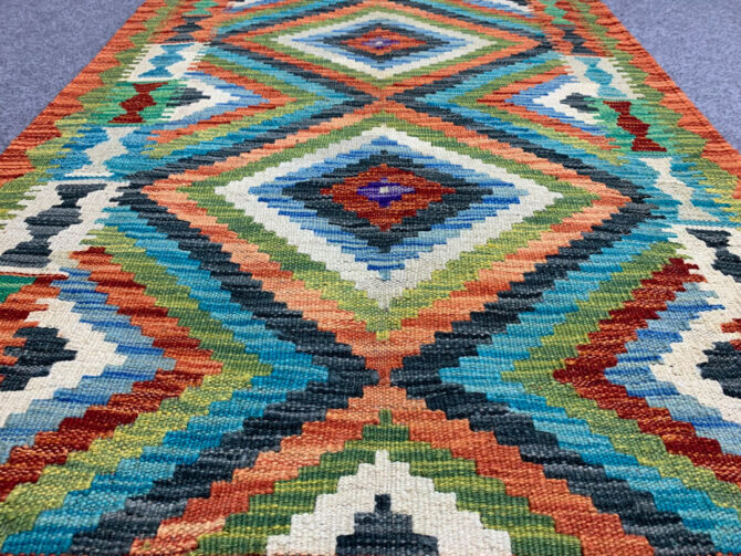 New Afghan Chobi Hand Woven Veg Dyed Wool Kilim Area Rug 4.0 x 2.8 Ft (1773 HM) - Image 3