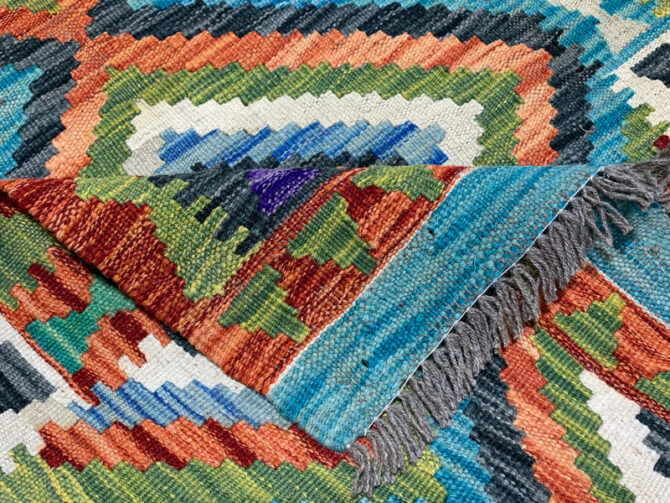 New Afghan Chobi Hand Woven Veg Dyed Wool Kilim Area Rug 4.0 x 2.8 Ft (1773 HM) - Image 6
