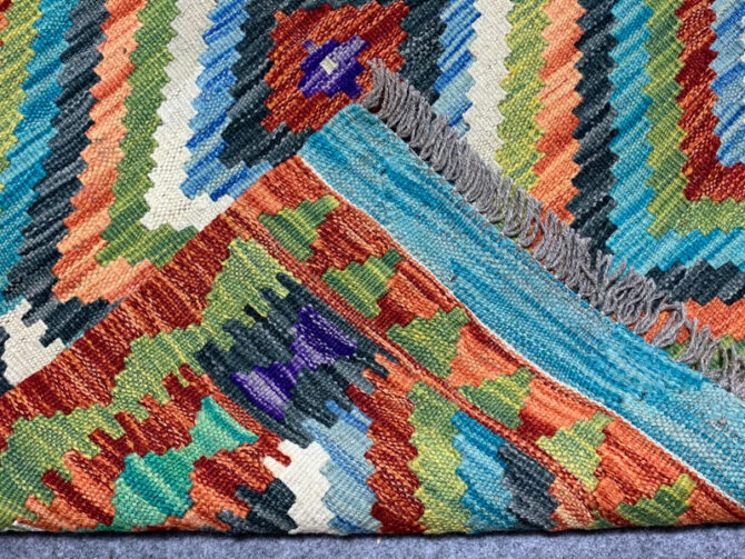 New Afghan Chobi Hand Woven Veg Dyed Wool Kilim Area Rug 4.0 x 2.8 Ft (1773 HM) - Image 7