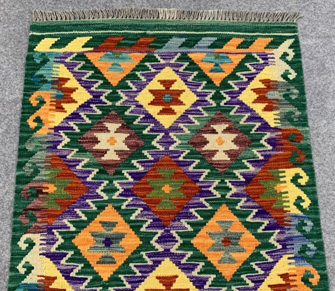 New Afghan Chobi Hand Woven Veg Dyed Wool Kilim Area Rug 3.11 x 2.7 Ft (1774 HM) - Image 4