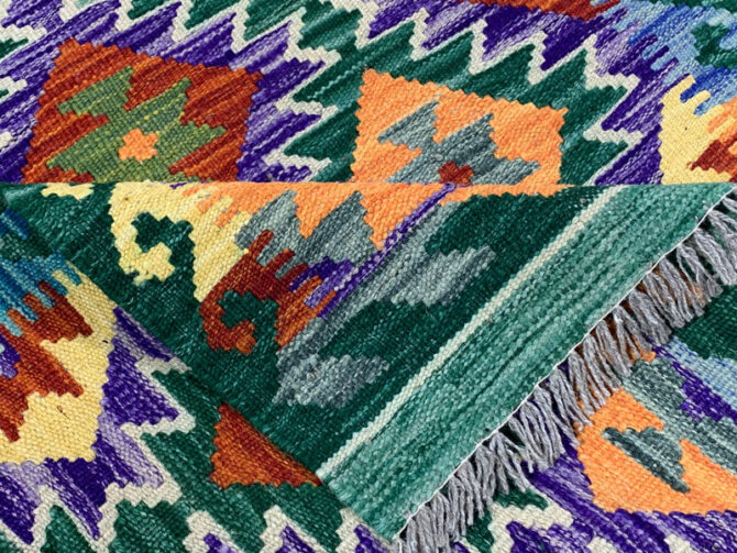 New Afghan Chobi Hand Woven Veg Dyed Wool Kilim Area Rug 3.11 x 2.7 Ft (1774 HM) - Image 6