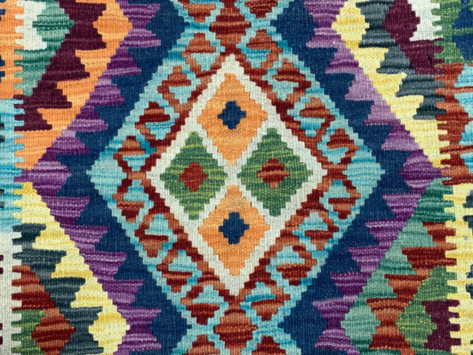 New Afghan Chobi Hand Woven Veg Dyed Wool Kilim Area Rug 4.7 x 2.11 Ft (1775 HM) - Image 5