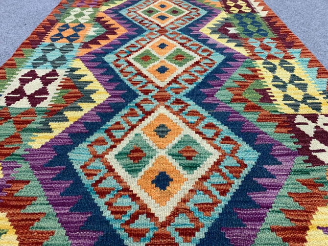 New Afghan Chobi Hand Woven Veg Dyed Wool Kilim Area Rug 4.7 x 2.11 Ft (1775 HM) - Image 4