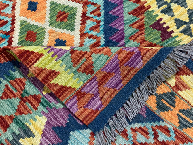New Afghan Chobi Hand Woven Veg Dyed Wool Kilim Area Rug 4.7 x 2.11 Ft (1775 HM) - Image 6