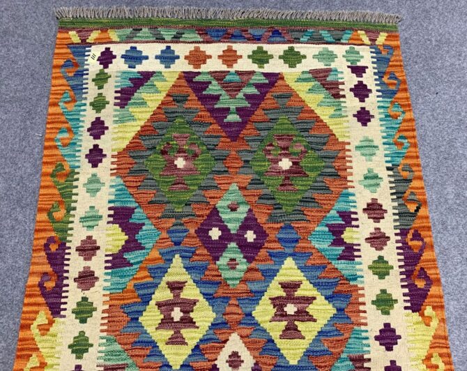 New Afghan Chobi Hand Woven Veg Dyed Wool Kilim Area Rug 4.10 x 3.3 Ft (1777 HM) - Image 3