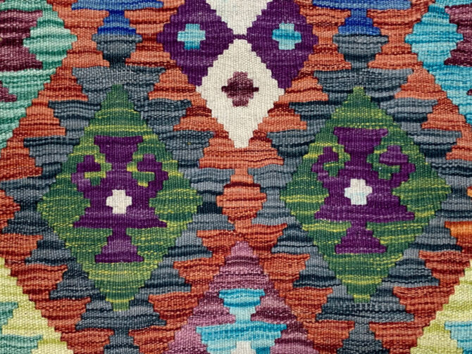 New Afghan Chobi Hand Woven Veg Dyed Wool Kilim Area Rug 4.10 x 3.3 Ft (1777 HM) - Image 5