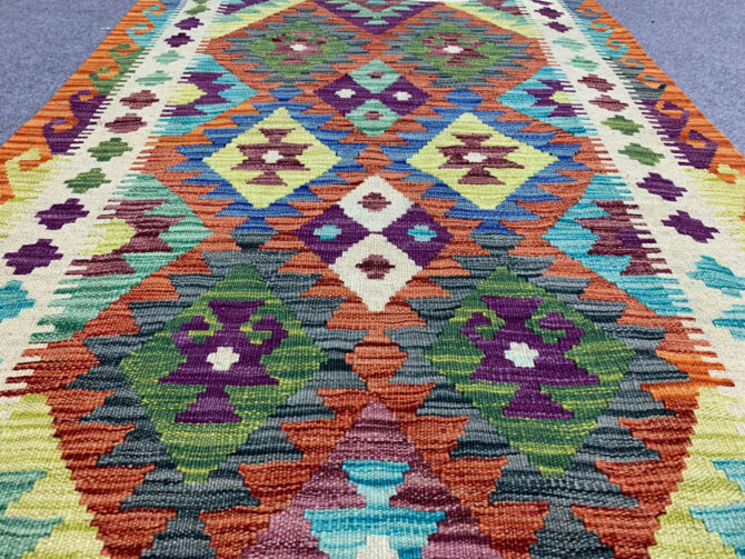 New Afghan Chobi Hand Woven Veg Dyed Wool Kilim Area Rug 4.10 x 3.3 Ft (1777 HM) - Image 4