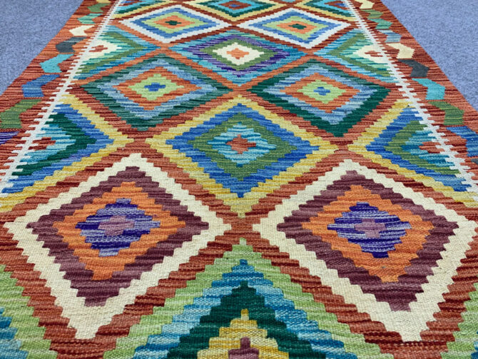 New Afghan Chobi Hand Woven Veg Dyed Wool Kilim Area Rug 4.9 x 3.2 Ft (1778 HM) - Image 3