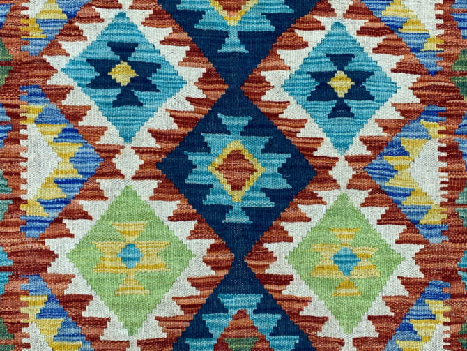New Afghan Chobi Hand Woven Veg Dyed Wool Kilim Area Rug 5.1 x 3.3 Ft (1779 HM) - Image 5