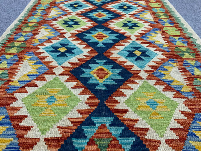 New Afghan Chobi Hand Woven Veg Dyed Wool Kilim Area Rug 5.1 x 3.3 Ft (1779 HM) - Image 3