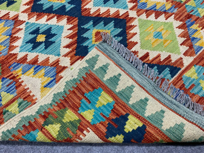 New Afghan Chobi Hand Woven Veg Dyed Wool Kilim Area Rug 5.1 x 3.3 Ft (1779 HM) - Image 7