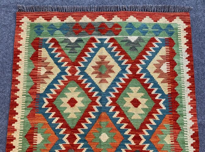 New Afghan Chobi Hand Woven Veg Dyed Wool Kilim Area Rug 4.11 x 3.3 Ft (1782 HM) - Image 4