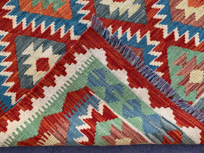New Afghan Chobi Hand Woven Veg Dyed Wool Kilim Area Rug 4.11 x 3.3 Ft (1782 HM) - Image 5