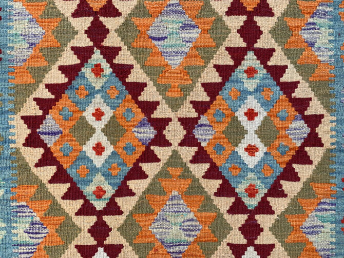 New Afghan Chobi Hand Woven Veg Dyed Wool Kilim Area Rug 4.10 x 3.4 Ft (1784 HM) - Image 5