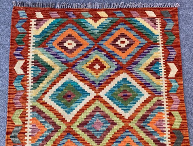 New Afghan Chobi Hand Woven Veg Dyed Wool Kilim Area Rug 4.8 x 3.3 Ft (1785 HM) - Image 3