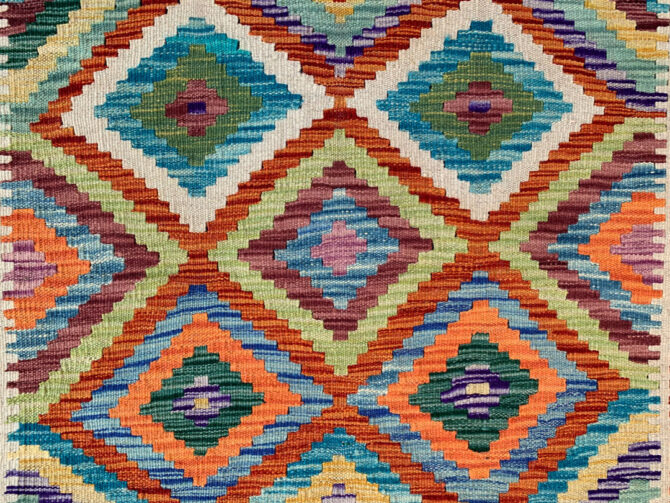 New Afghan Chobi Hand Woven Veg Dyed Wool Kilim Area Rug 4.8 x 3.3 Ft (1785 HM) - Image 5