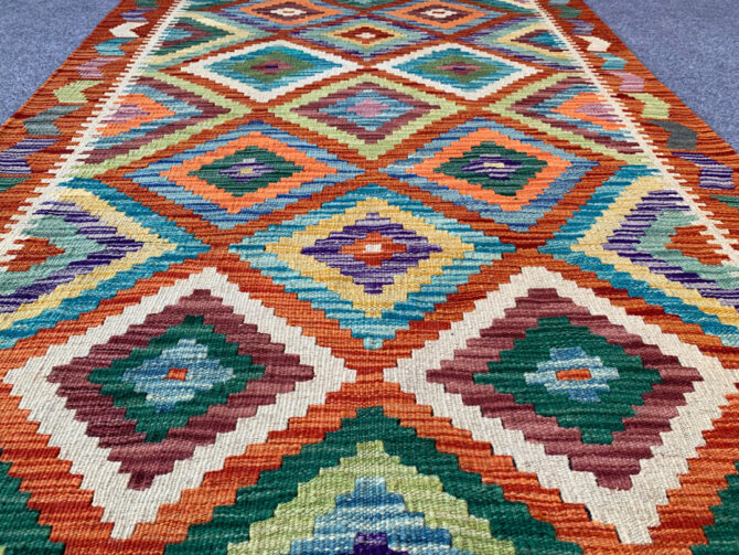 New Afghan Chobi Hand Woven Veg Dyed Wool Kilim Area Rug 4.8 x 3.3 Ft (1785 HM) - Image 4