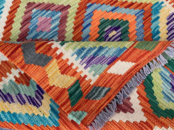 New Afghan Chobi Hand Woven Veg Dyed Wool Kilim Area Rug 4.8 x 3.3 Ft (1785 HM) - Image 6