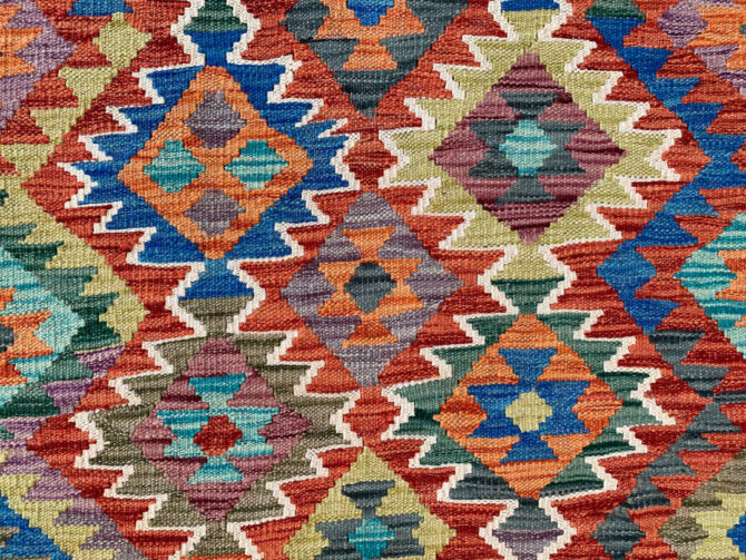 New Afghan Chobi Hand Woven Veg Dyed Wool Kilim Area Rug 4.10 x 3.3 Ft (1787 HM) - Image 5
