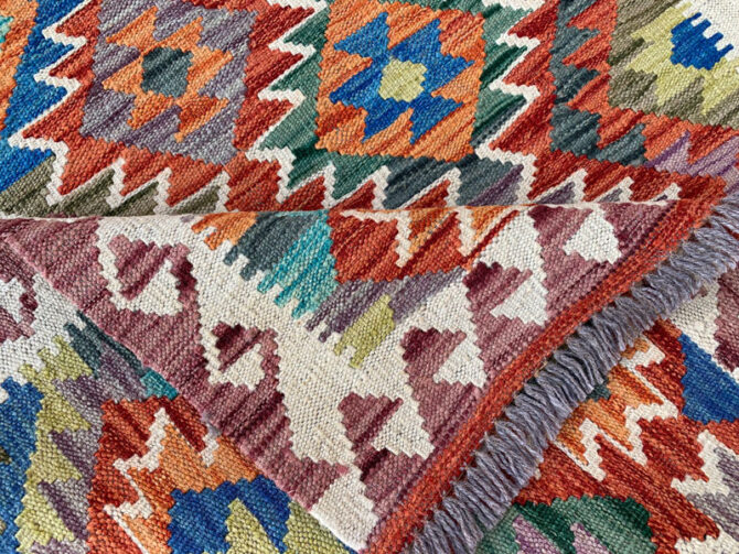 New Afghan Chobi Hand Woven Veg Dyed Wool Kilim Area Rug 4.10 x 3.3 Ft (1787 HM) - Image 6